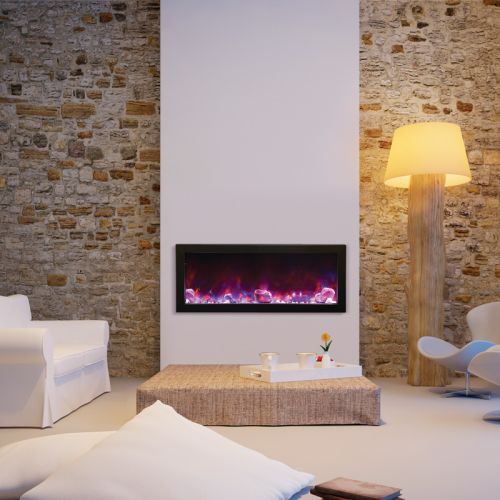 Amantii Deep Indoor/Outdoor Electric Fireplace with Black Steel Surround - 40"