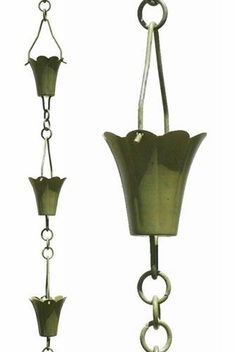 Patina Products Patina R252 Verdigris Fluted Cup Rain Chain - 8.5'