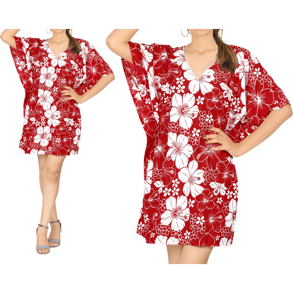 LaLeela.com LA LEELA Soft fabric Printed Hawaii Cardigan Girl OSFM 8-14 [M-L] Red_5199