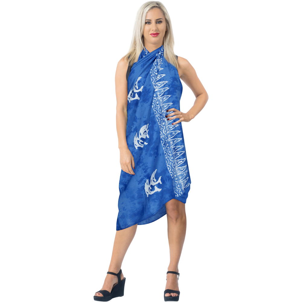 LaLeela.com LA LEELA Women's Sarong Dress Coverup Tie Pareo Beach Wrap Swimsuits Hand Paint