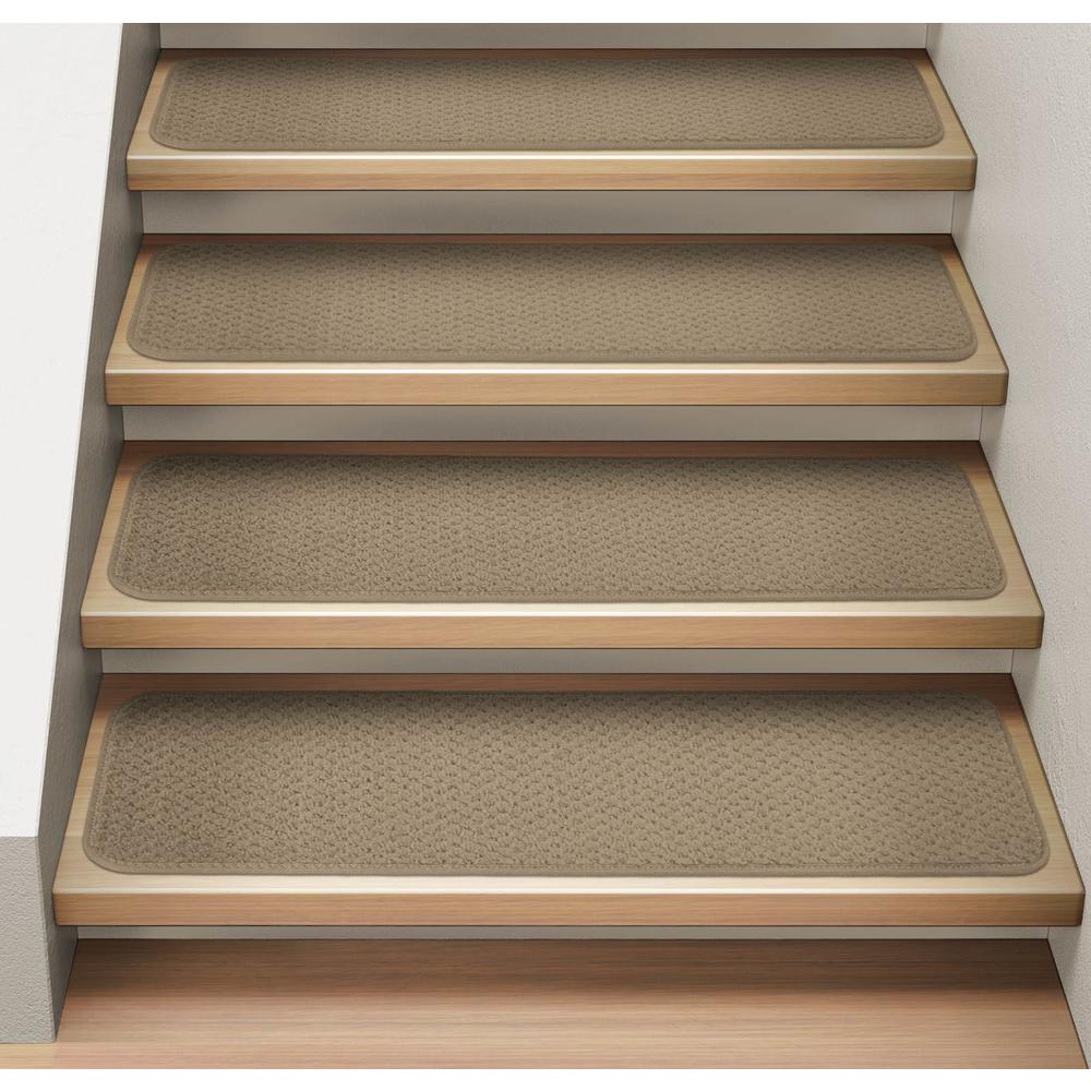 House, Home and More Set of 12 Attachable Indoor Carpet Stair Treads - Camel Tan - 8 In. X 23.5 In.