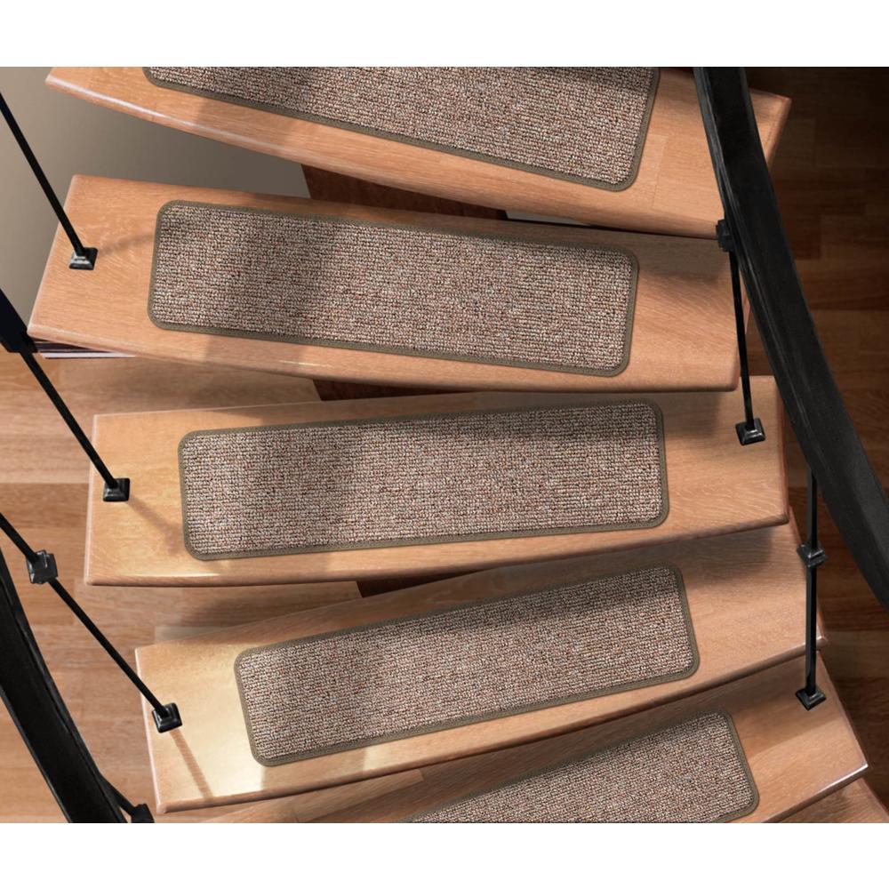 House, Home and More Set of 12 Attachable Indoor Carpet Stair Treads - Pebble Beige - 8 In. X 30 In.