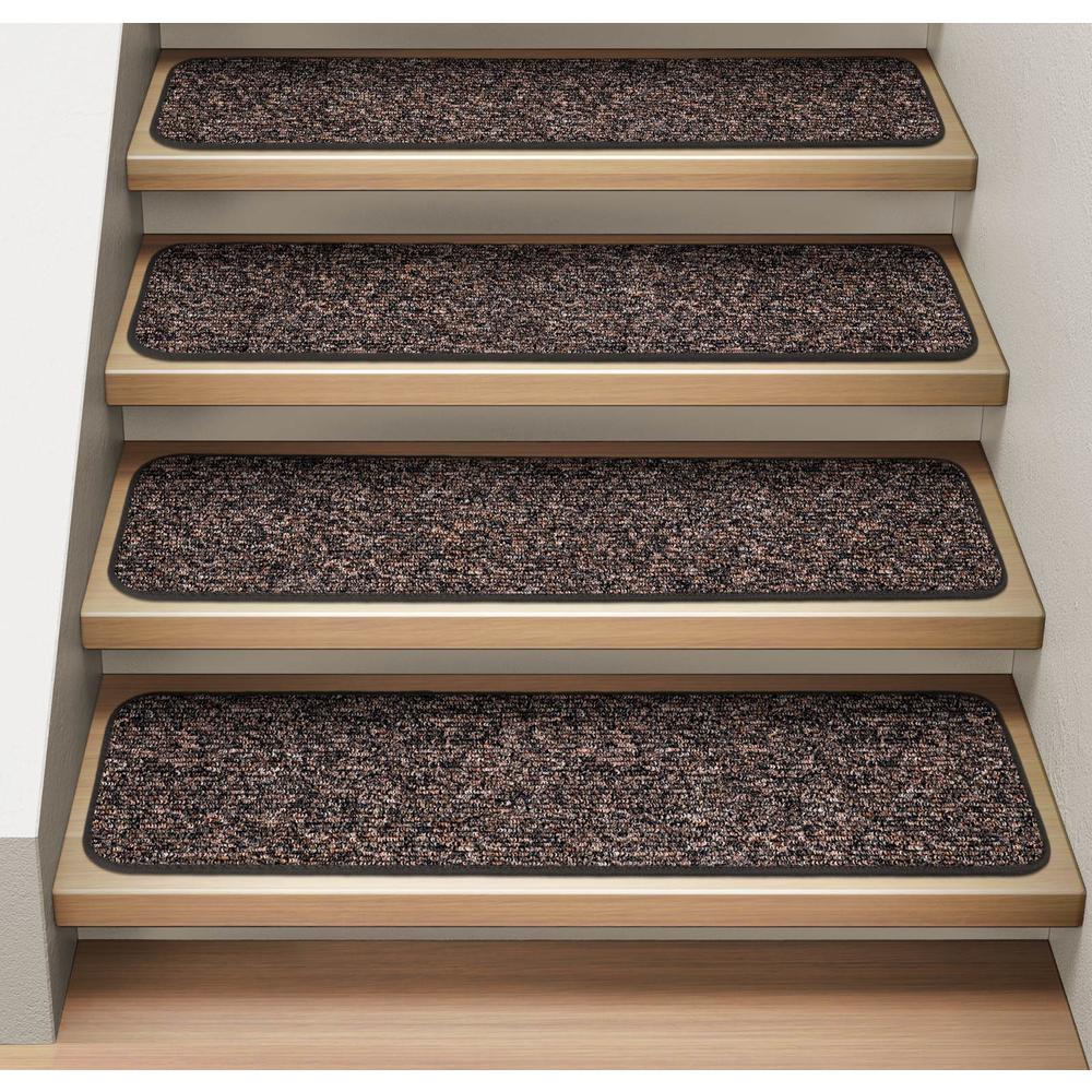 House, Home and More Set of 12 Attachable Indoor Carpet Stair Treads - Pebble Gray - 8 In. X 23.5 In.