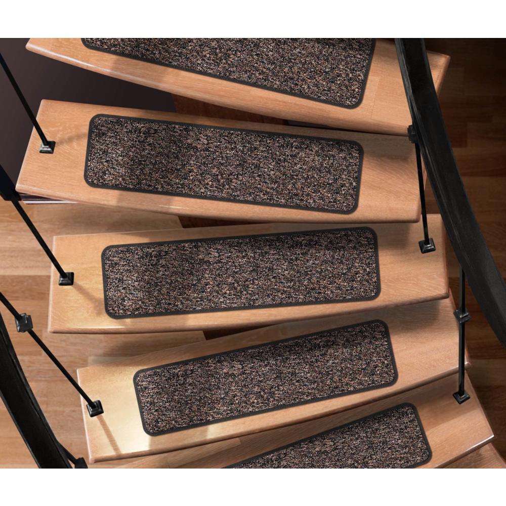 House, Home and More Set of 12 Attachable Indoor Carpet Stair Treads - Pebble Gray - 8 In. X 27 In.