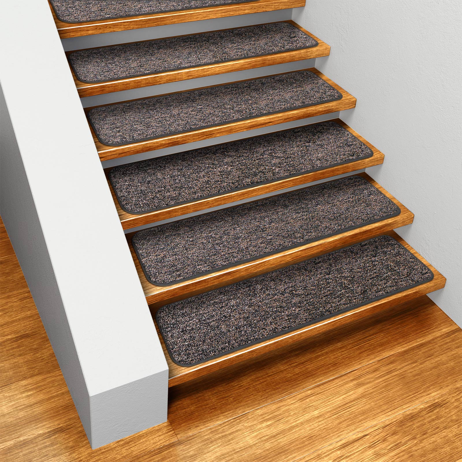 House, Home and More Set of 12 Skid-resistant Carpet Stair Treads - Pebble Gray - 8 In. X 27 In.
