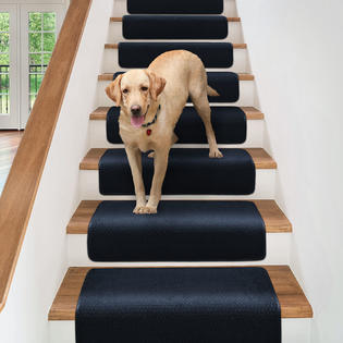 House Home And More Set Of 12 Overstep Attachable Carpet Stair House Home And More Set Of 12 Overstep Attachable Carpet Stair Treads Navy Blue 17 In X 30