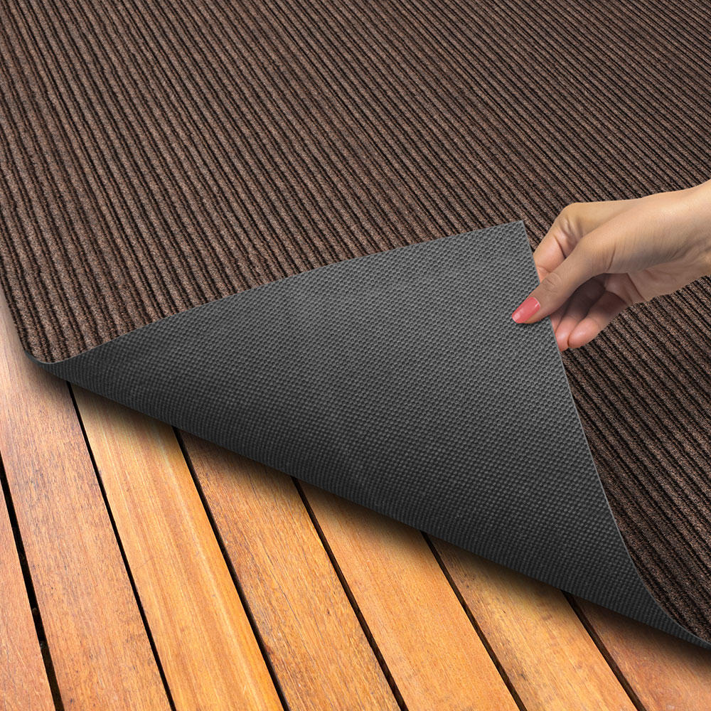 House, Home and More Indoor/Outdoor Double-Ribbed Carpet with Skid-Resistant Rubber Backing - Bittersweet Brown 6' x 40'