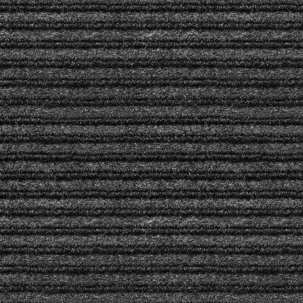 House, Home and More Indoor/Outdoor Double-Ribbed Carpet with Skid-Resistant Rubber Backing - Smokey Black 6' x 40'