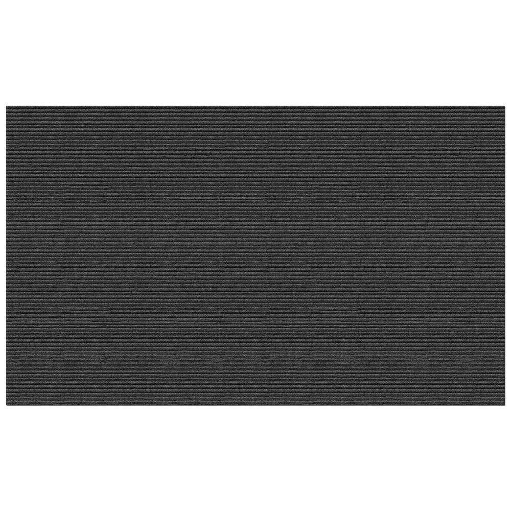 House, Home and More Indoor/Outdoor Double-Ribbed Carpet with Skid-Resistant Rubber Backing - Smokey Black 6' x 40'