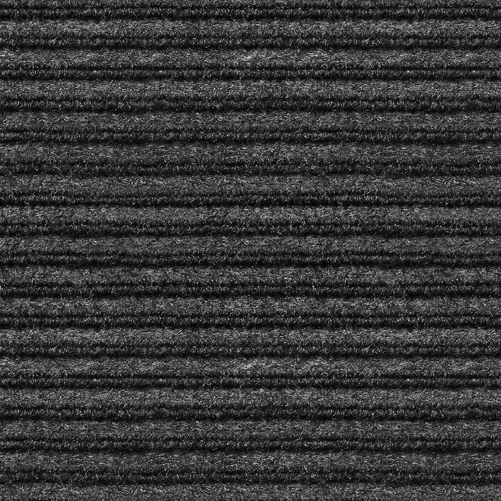 House, Home and More Indoor/Outdoor Double-Ribbed Carpet with Skid-Resistant Rubber Backing - Smokey Black 6' x 50'
