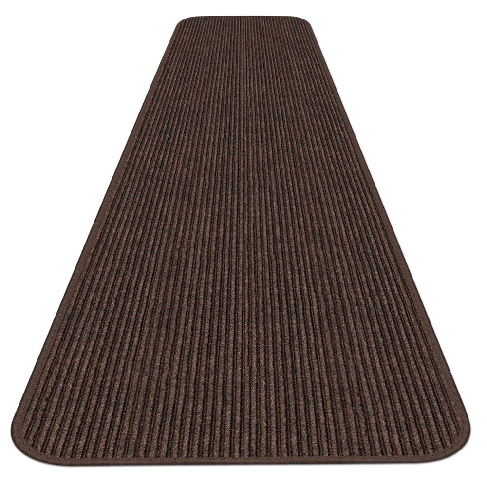 House, Home and More  Indoor/Outdoor Double-Ribbed Carpet Runner with Skid-Resistant Rubber Backing - Bittersweet Brown - 3' x 50'