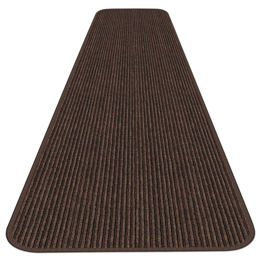 House, Home and More  Indoor/Outdoor Double-Ribbed Carpet Runner with Skid-Resistant Rubber Backing - Bittersweet Brown - 4' x 40'