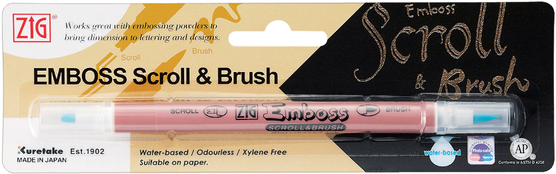 Zig Emboss Scroll & Brush Marker, Clear