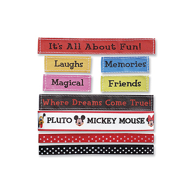 EK Success Mickey Ribbons & Adhesive Labels 9-Piece Set-