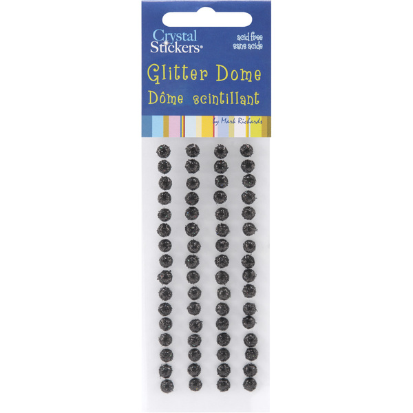 Mark Richards Glitter Dome Stickers 5mm 64/Pkg-Black