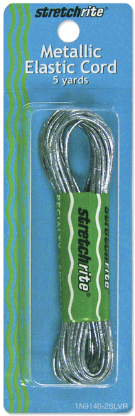 Stretchrite Metallic Elastic Cord 1/16" 5 Yards-Silver