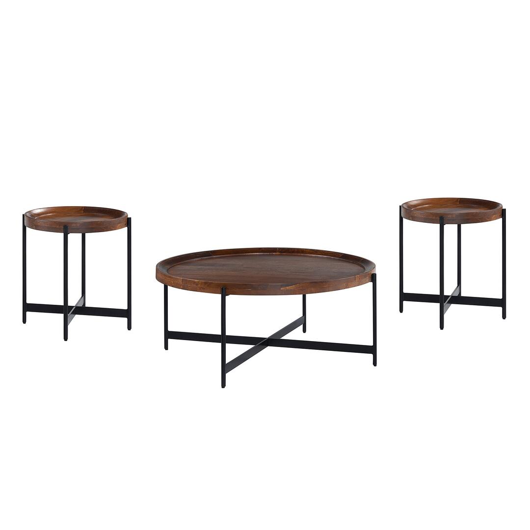 Alaterre AWBL18184268 Brookline Living Room Set with 42 in. Round Coffee Table & Two 20 in. End Tables - 3 Piece