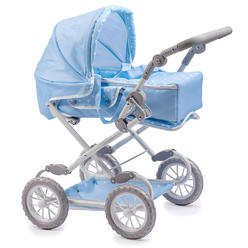 JC Toys 81487B Up to 18 in. Berenguer Boutique Deluxe Foldable Stroller with Canopy & Removable Carry Basket&#44; Blue