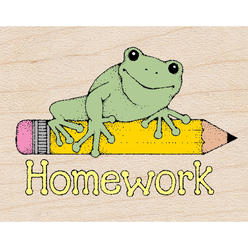 Hero Arts D291 Homework Frog Woodblock Stamp