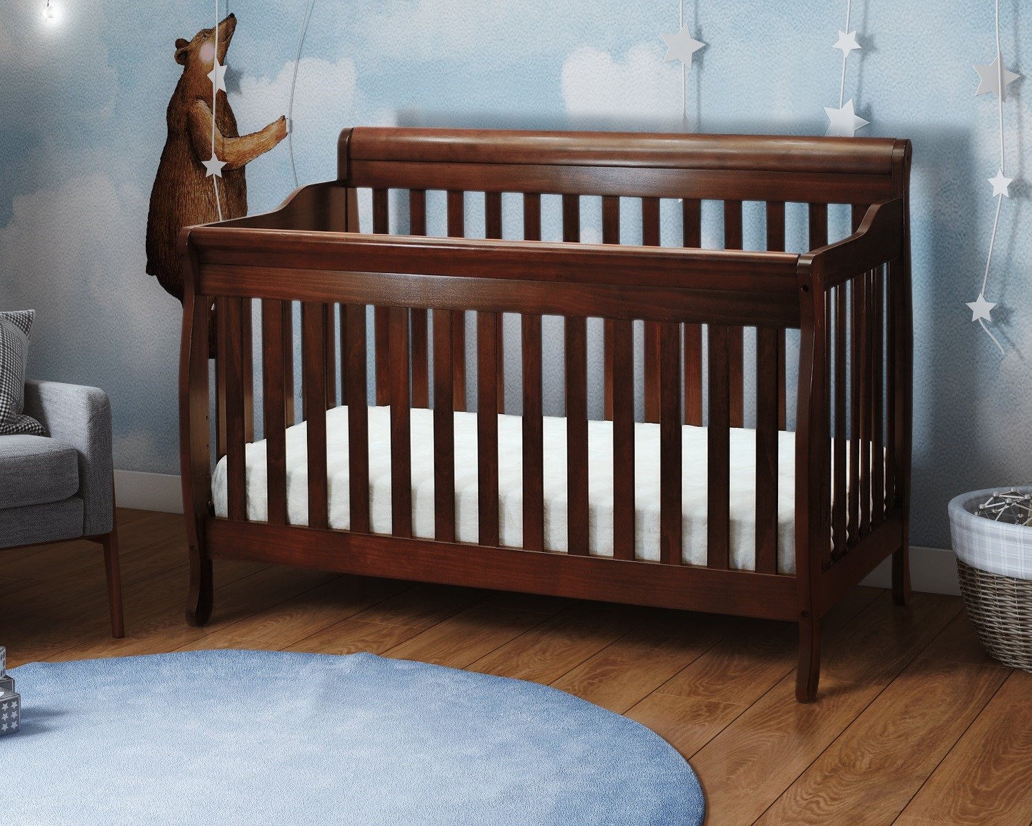 Rockabye baby AFG Athena Alice 3 in 1 Convertible Crib with Toddler Rail - Espresso -