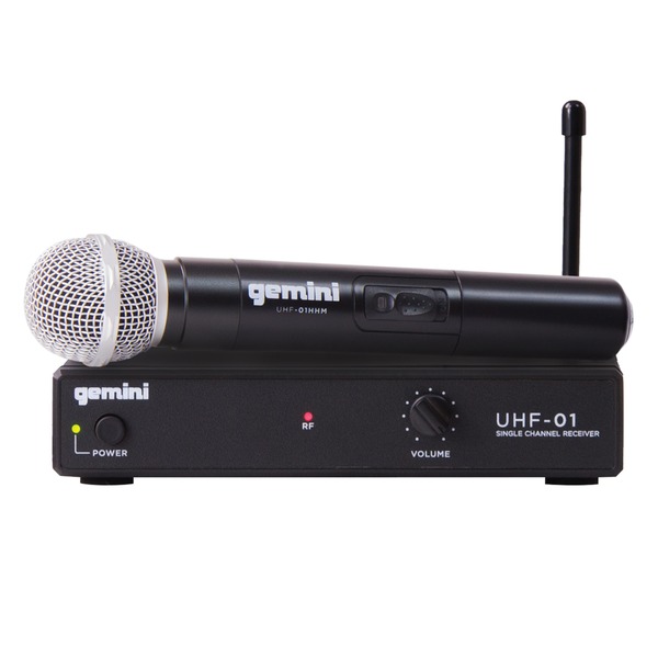 Gemini UHF-01M-F2 521.5 mhz Single-Channel UHF Wireless Microphone System with Handheld Microphone