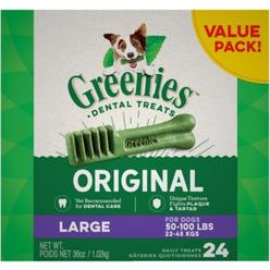 Greenies GR10106 50-100 lbs Original Dental Dog Chews 24 Treats - Large