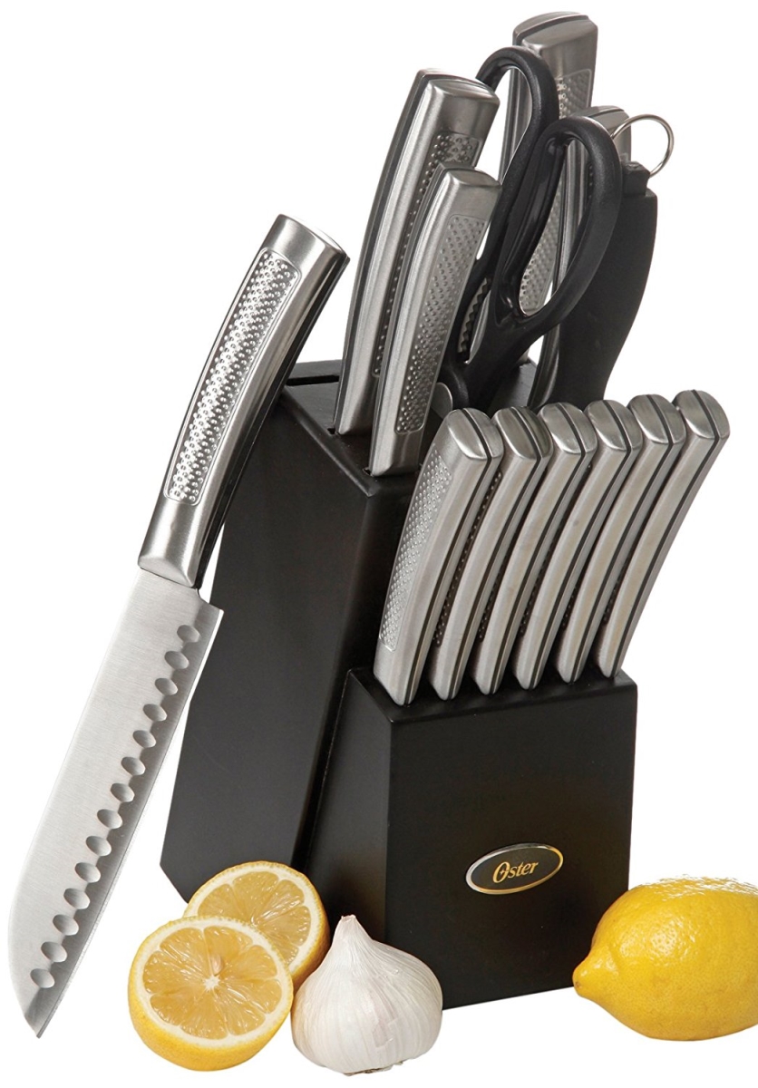 Oster 92272.14 Wellisford 14-Piece Stainless Steel Cutlery Set with Black Block, Black