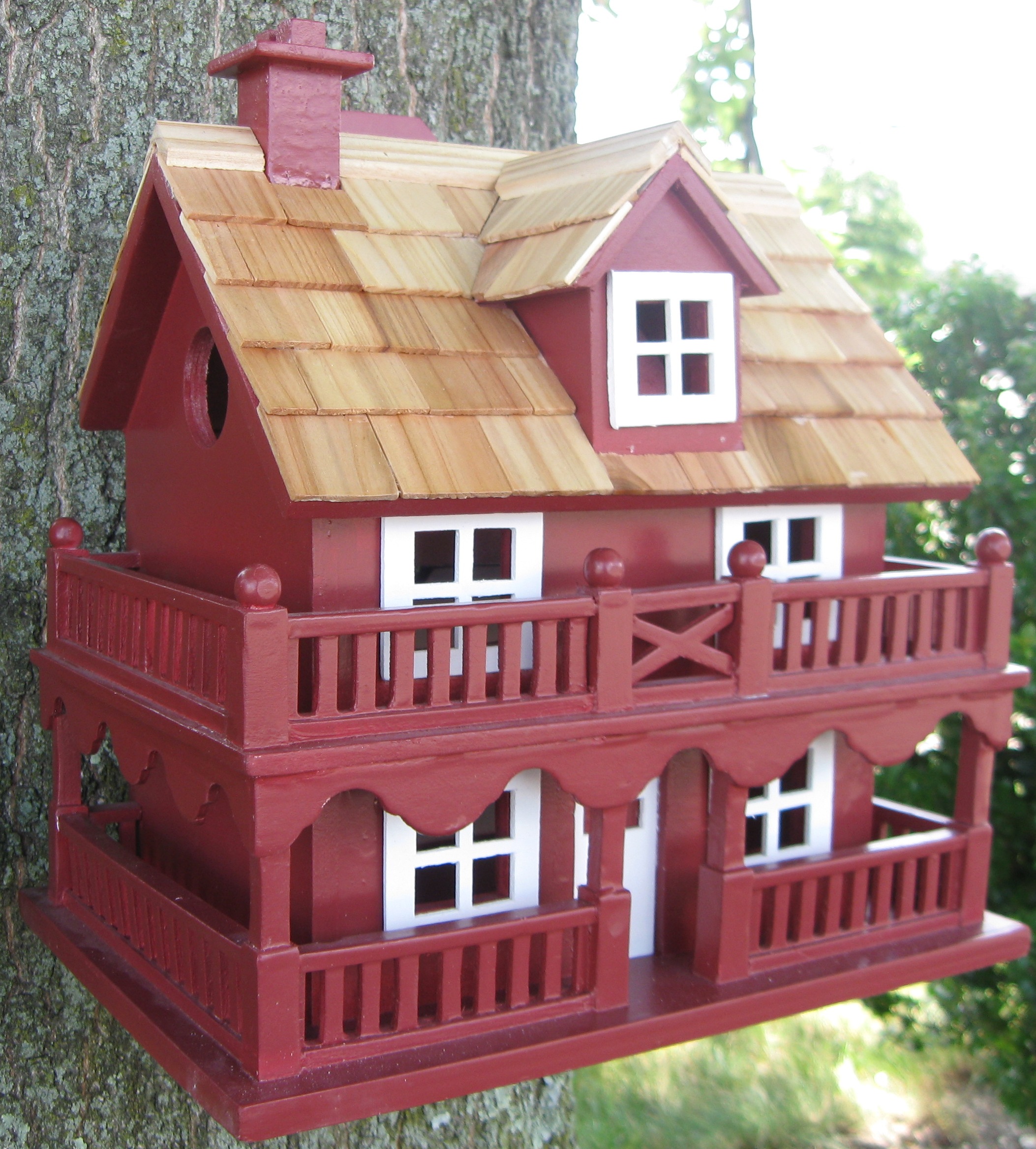FeedingTime Novelty Cottage Birdhouse- Classic Series -Red