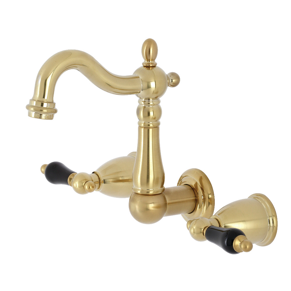 Kingston Brass KS1227PKL Duchess Two-Handle Wall Mount Bathroom Faucet, Brushed Brass