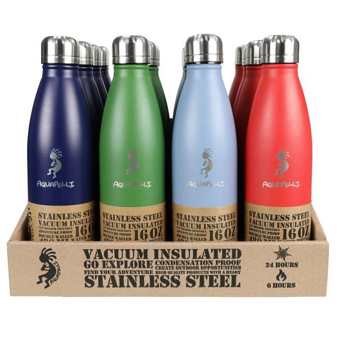 Aquapelli DDI 2350628 Vacuum Insulated Water Bottle - Multicolor Case of 16