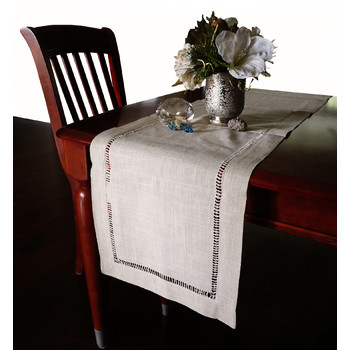 Nice & Great Beautiful Hemstitched Table Runner Quality Natural Tablecloth - 108 in. Long
