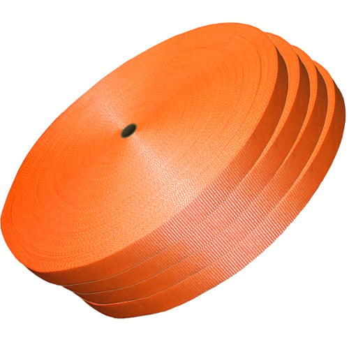 GourmetGalley 1.5 in. Orange Woven Polyester Strap, 600 ft. Coil - 6125 lbs System Strength - 4 Rolls