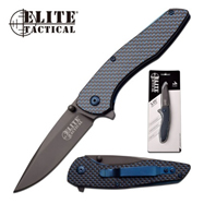 Elite Tactical ELT-05627 Elite Tactical Carbon Fiber Folding Knife - Blue