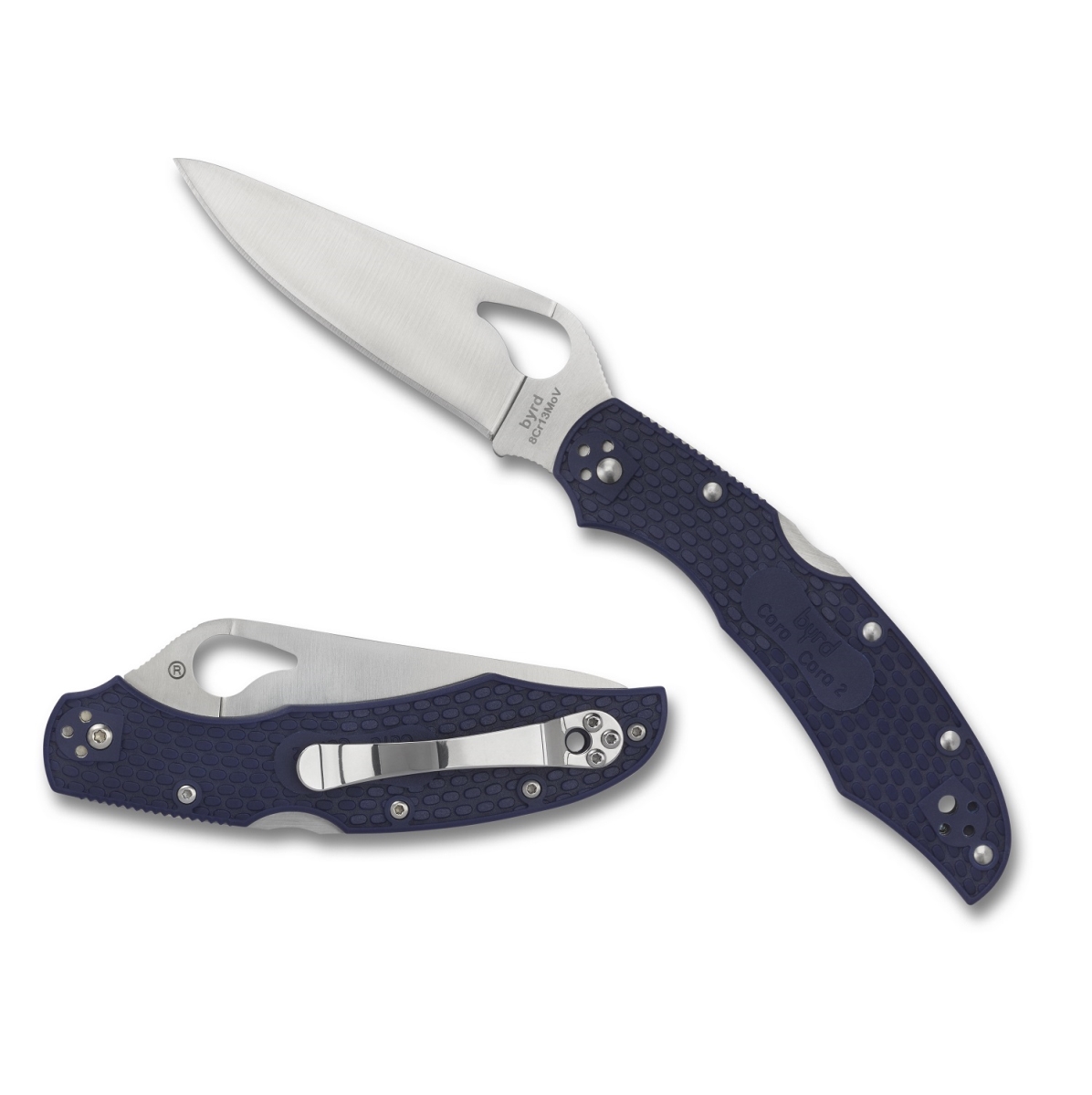 Byrd BY03PBL2 3.8 in. Cara Cara2 Folding Plain Blade with Blue FRN Handle