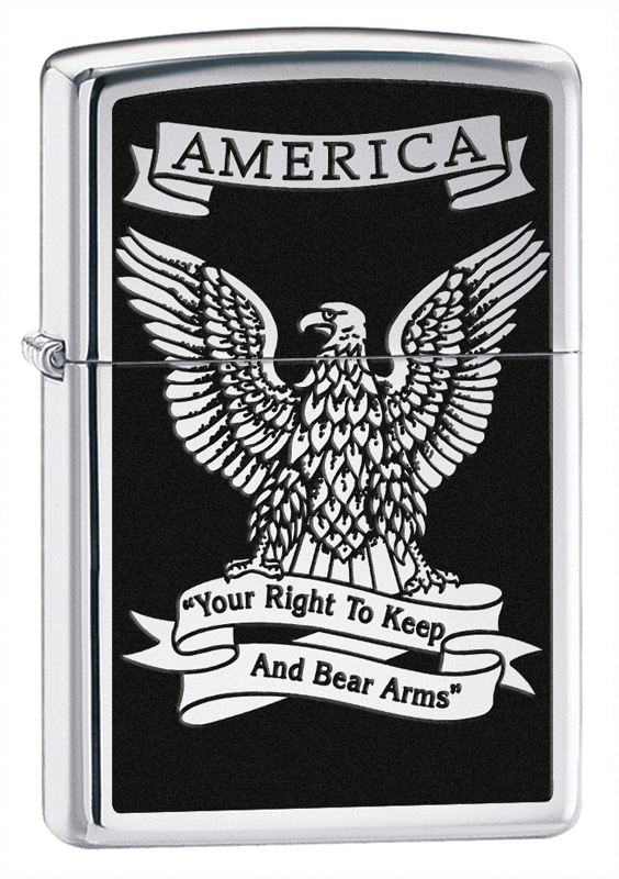 zippo28290 Zippo Right to Bear Arms High Polish Chrome Lighter