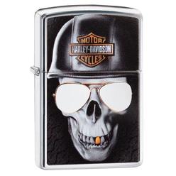 Zippo Manufacturing ZIP-29739 2020N Zippo Harley Davidson HP Chrome Scull with Glasses Lighter