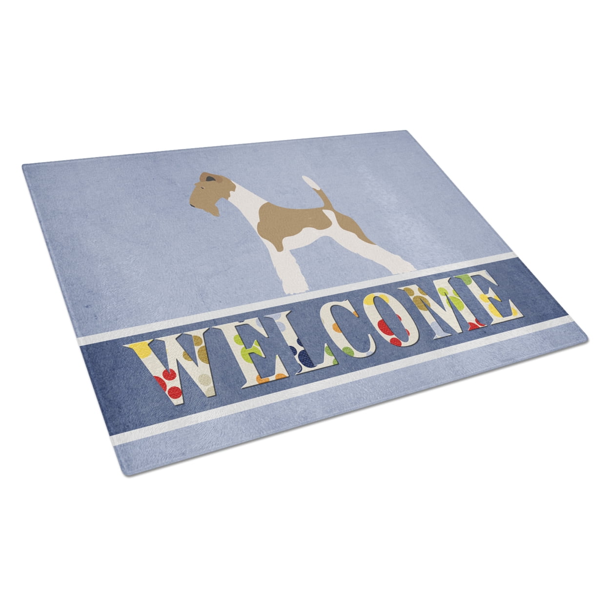 Caroline's Treasures BB8284LCB Wire Fox Terrier Welcome Glass Cutting Board - Large