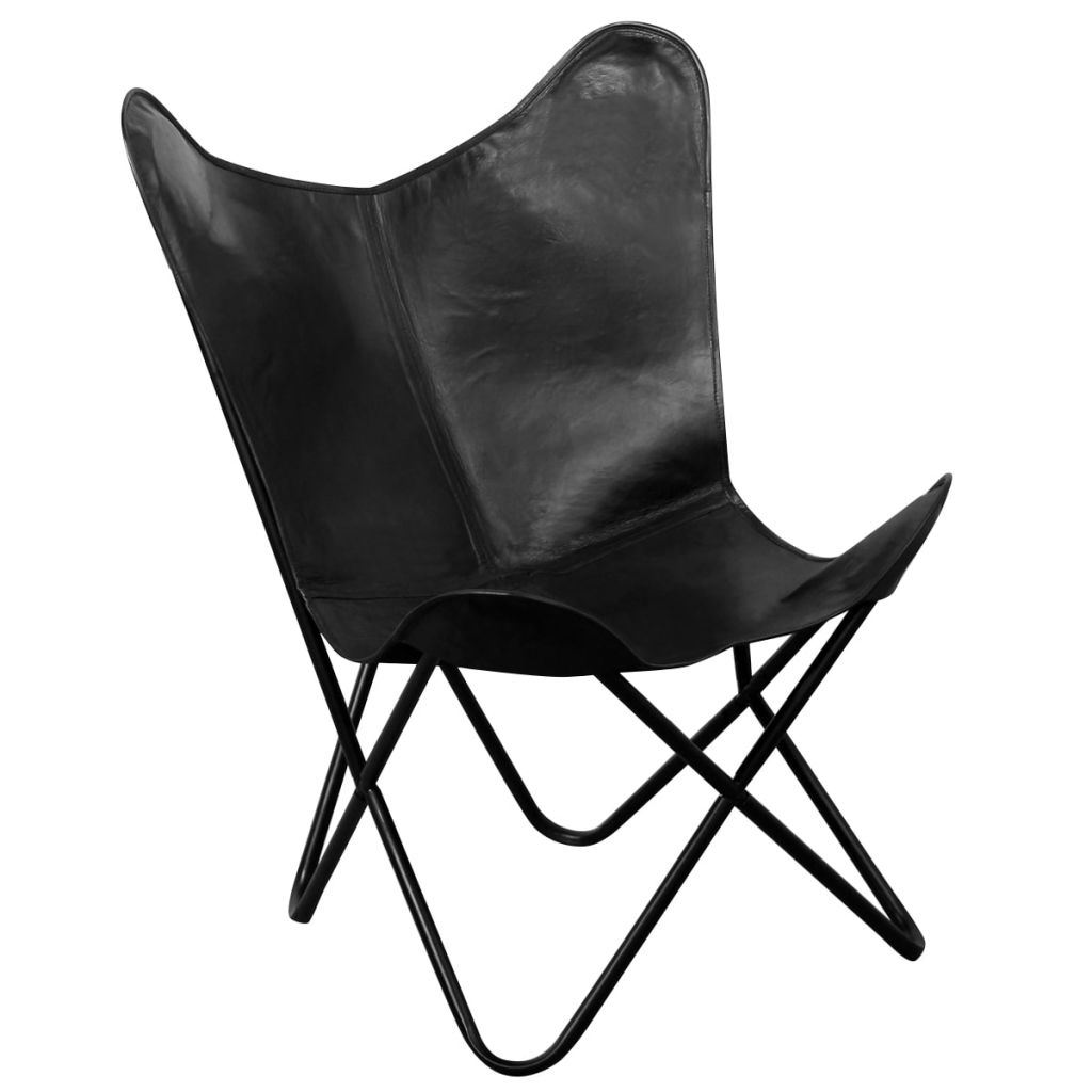 OnlineGymShop CB20448 Real Leather Butterfly Chair Black