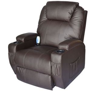 OnlineGymShop CB15859 Living Room Recliner Massage Chair Heated Vibrating PU Leather - Brown