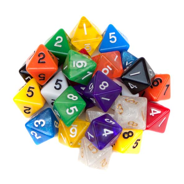 brybelly Bry Belly GDIC-1203 25 Pack of Random D8 Polyhedral Dice in Multiple Colors