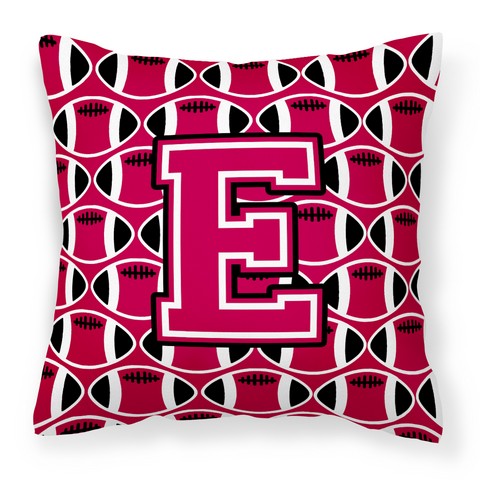 Caroline's Treasures CJ1079-EPW1414 Letter E Football Crimson & White Fabric Decorative Pillow