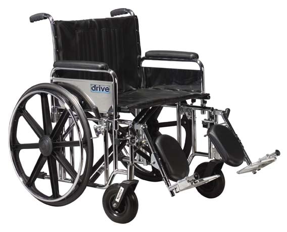 Drive Medical Design & Manufacturing Drive Medical STD24DDA-ELR Sentra Extra Heavy Duty Wheelchair with Various Arm Styles and Front Rigging Options- Black