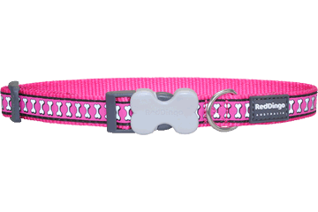 Red Dingo DC-RB-HP-20 Dog Collar Reflective Hot Pink- Medium