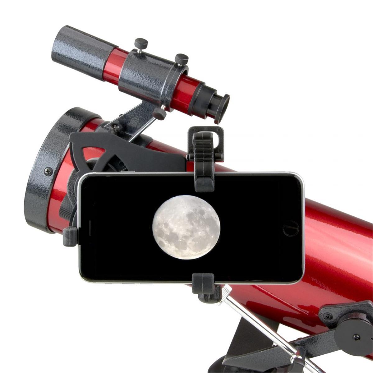 Marson Carson RP-100SP 78 x 76 mm Newtonian Reflector Telescope with Universal Smartphone Digiscoping Adapter, Red