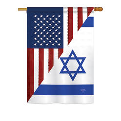 Breeze Decor BD-FS-H-108388-IP-BO-DS02-US US Israel Friendship GF Flags of the World Everyday Impressions Decorative Vertical House Flag