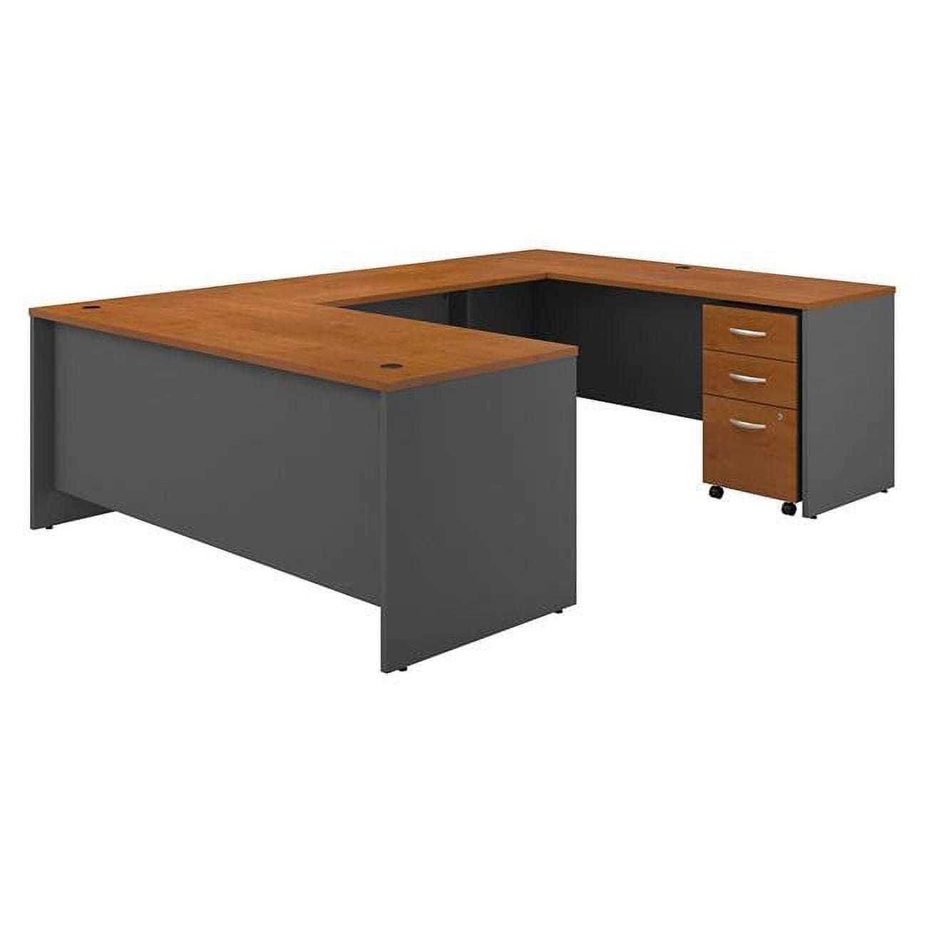 Bush Furniture SRC091NCSU 72 x 30 in. Series C U-Shaped Desk with Mobile File Cabinet - Natural Cherry