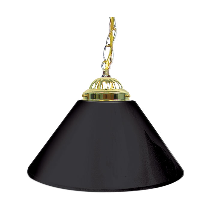 Trademark Global Plain Black 14 Inch Single Shade Bar Lamp - Brass hardware