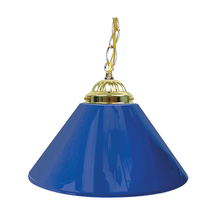 Trademark Global Plain Blue 14 Inch Single Shade Bar Lamp - Brass hardware