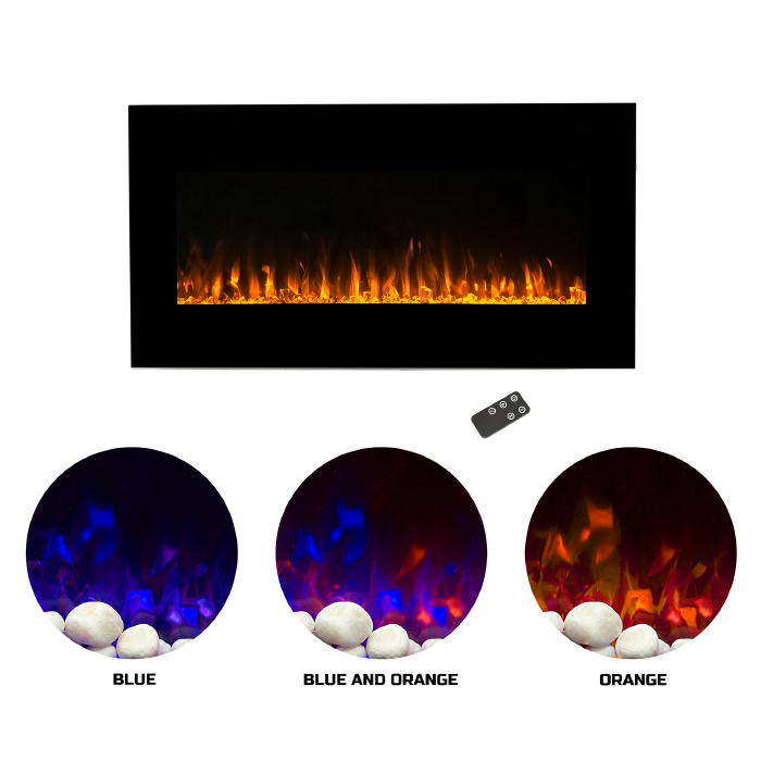 The Northwest Group 80-2000A-42 42 in. Wall Mounted LED Fire & Ice Flame with Remote Electric Fireplace