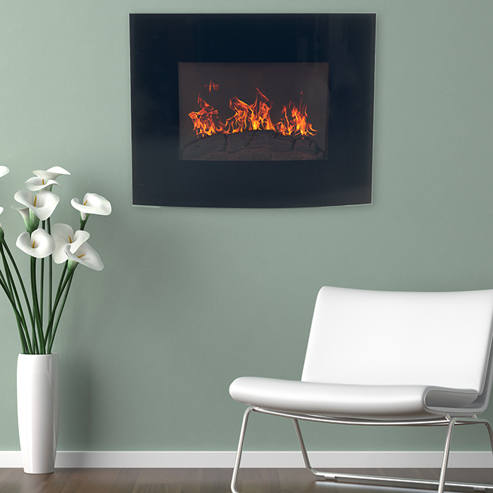 The Northwest Group 80-EF455S Black Curved Glass Electric Fireplace Wall Mount & Remote